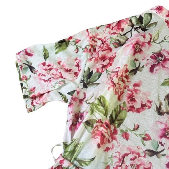 Show Me Your MuMu White Floral Print Robe Short Sleeve Size Small Women's - Picture 9 of 12
